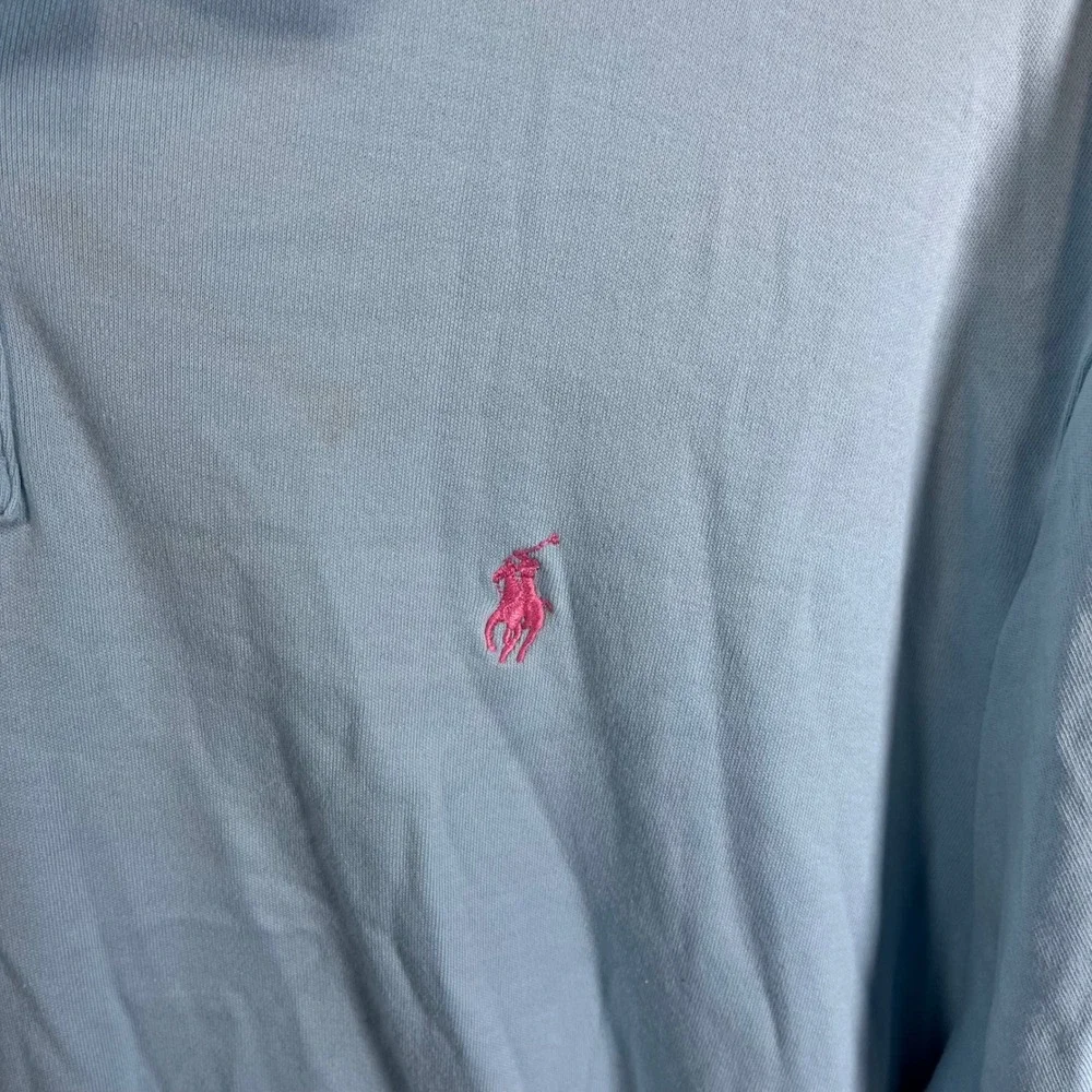 Polo Ralph Lauren Mens Light Blue Pink Pony Logo Cotton Polo Shirt Large